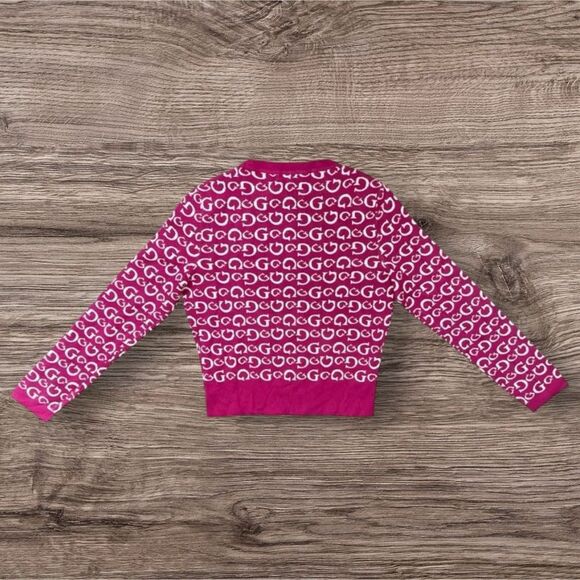 Guess Logo Jalee Long Sleeve Sweater Anemone Bloom Multi Pink Women’s Size Large - Picture 2 of 9
